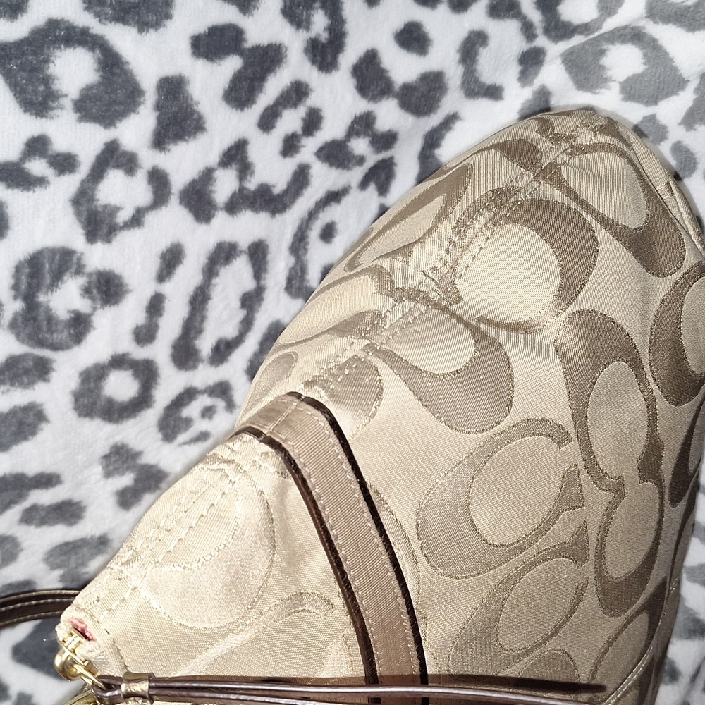 Coach Signature C Beige and Bronze Tote with Gold Shimmer - Picture 6 of 13